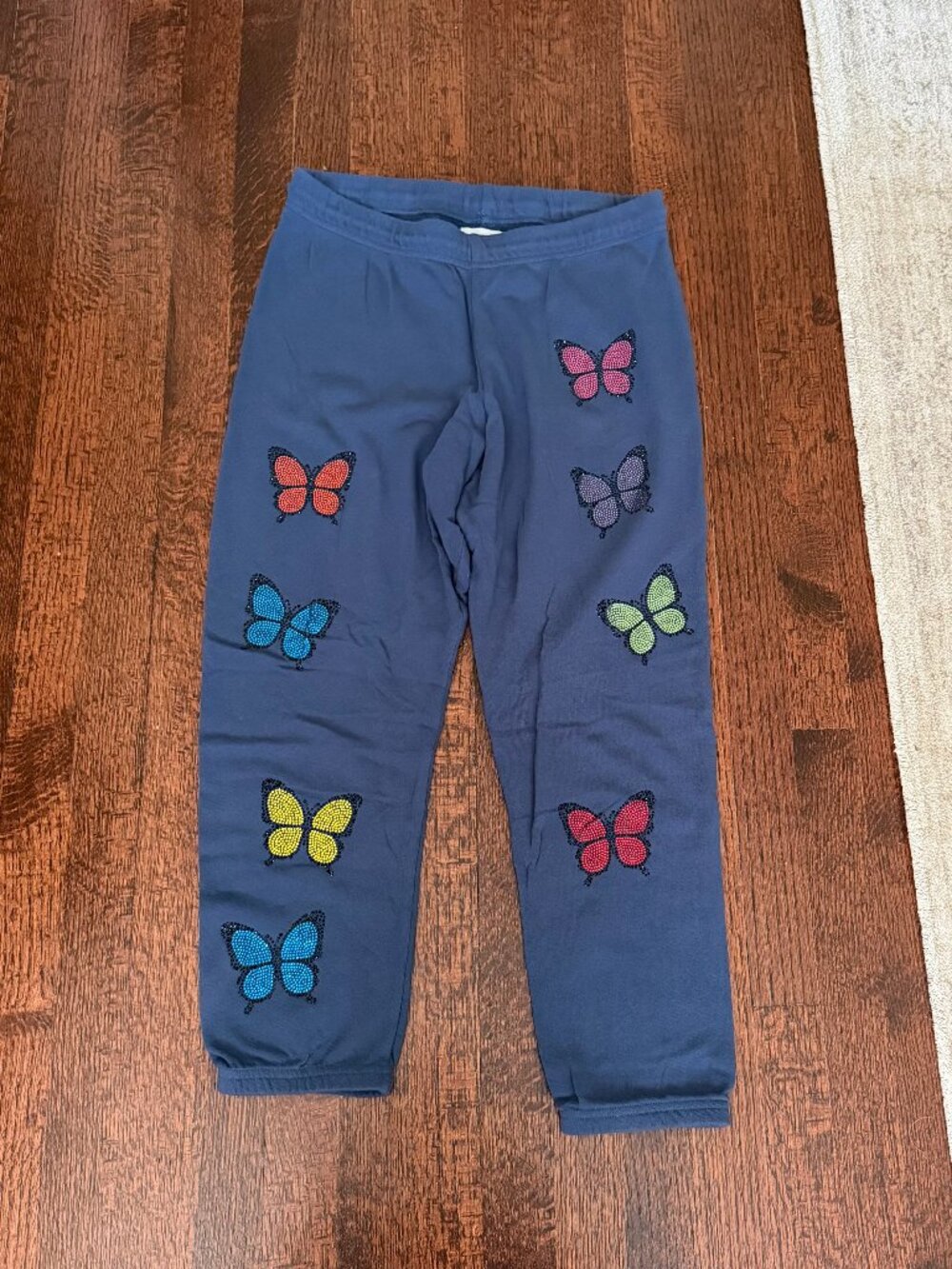 Lauren Moshi Rhinestone Butterfly Sweatpants Blue Size M